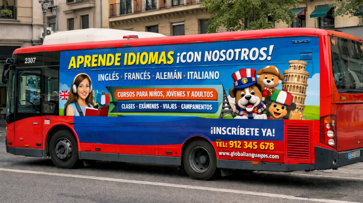 Publicidad Autobus para Escuela de Idiomas