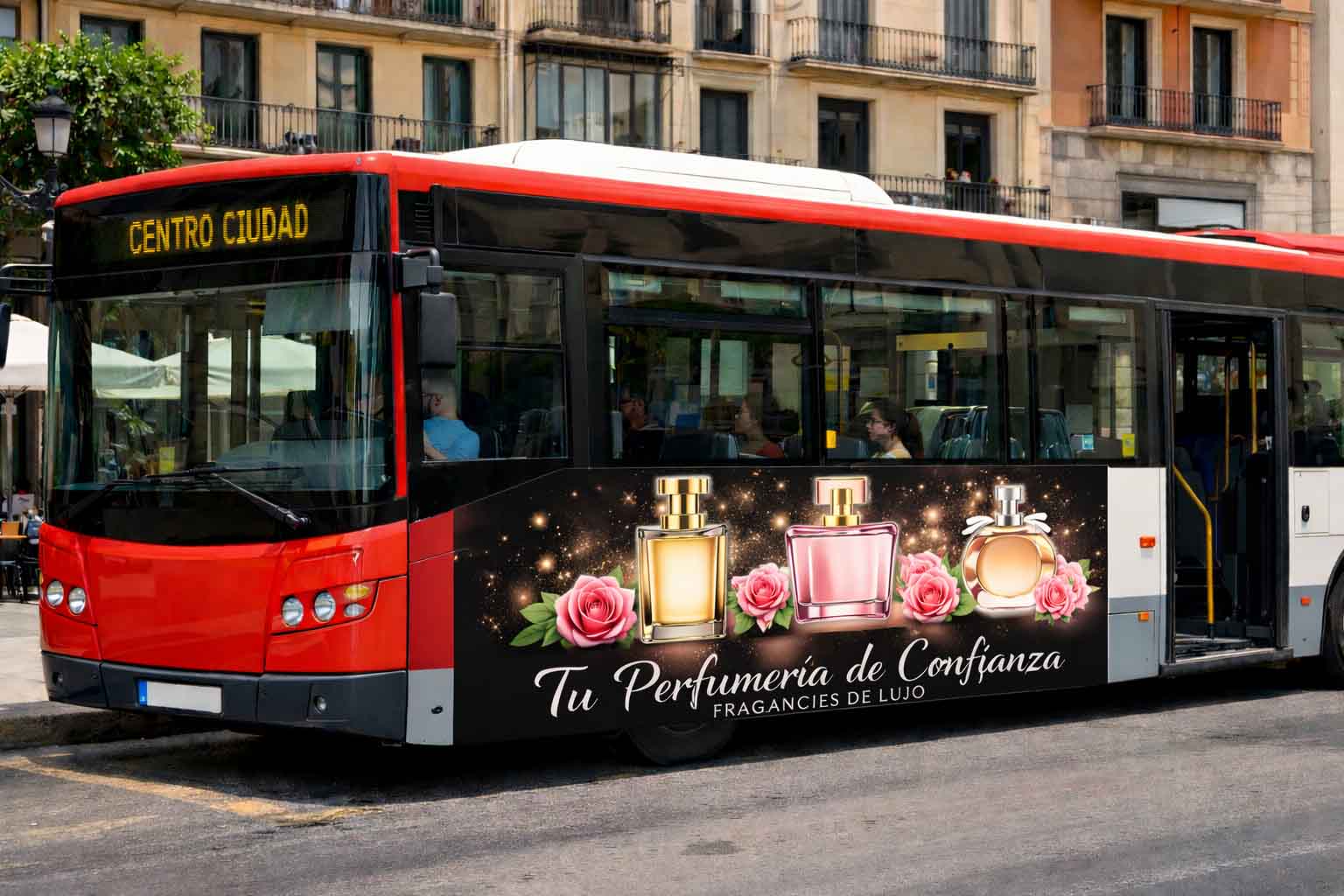 Publicidad en autobuses para perfumerías